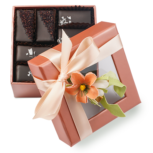 Mignardise and Ganache Assortment - 16 Piece Square Gift Box in Rose Gold