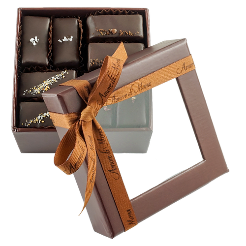 Assorted Mignardise Collection - 16 Piece Square Gift Box in Brown