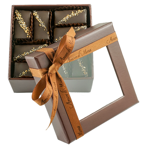 Frutta Mignardise Selection -16 Piece Square Gift Box in Brown